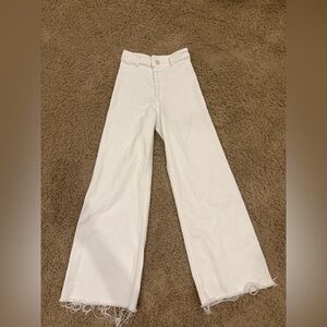 Zara Women's White Wide-Leg Jeans